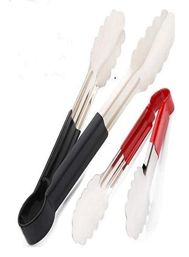 MARC Stainless Steel Kitchen Tong (Pack of 2) + Spatula and Brush for Cooking, Baking & Mixing, Seamless Design - Image 1